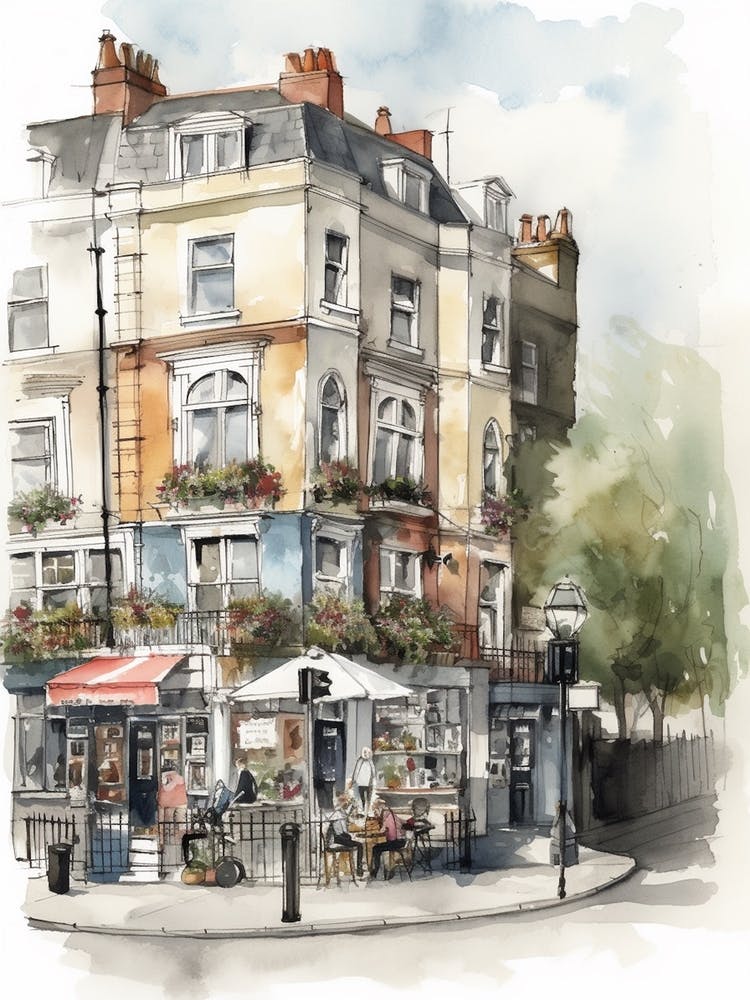Hackney London Neighborhood, Watercolour 4