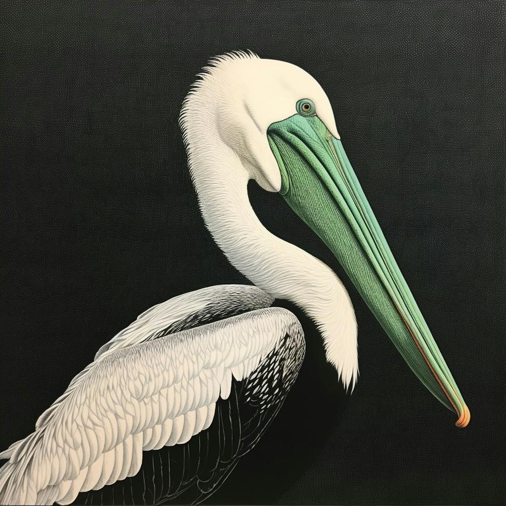 Ohara Koson Inspired Bird Painting Pelican 2 Square