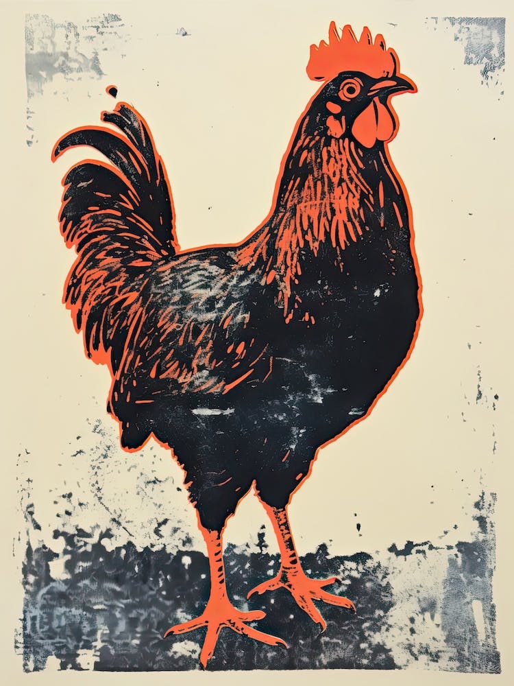 Huhn, Holzschnitt-Tierzeichnung 3