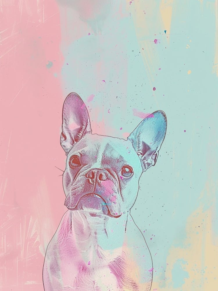 French Bulldog Pastel Line Painting