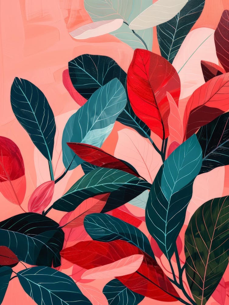 Abstract Leaves On A Pink Background