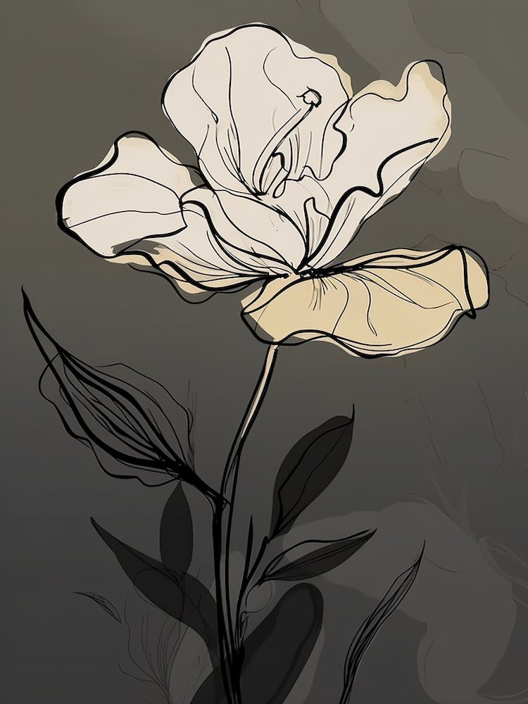 Gladioli Line Art Flowers Illustration Neutral 7