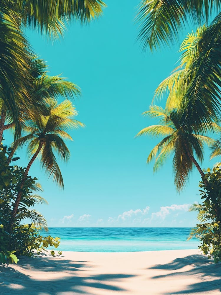 A Vibrant Summer Day At A Tropical Beach With Palm Trees (29)