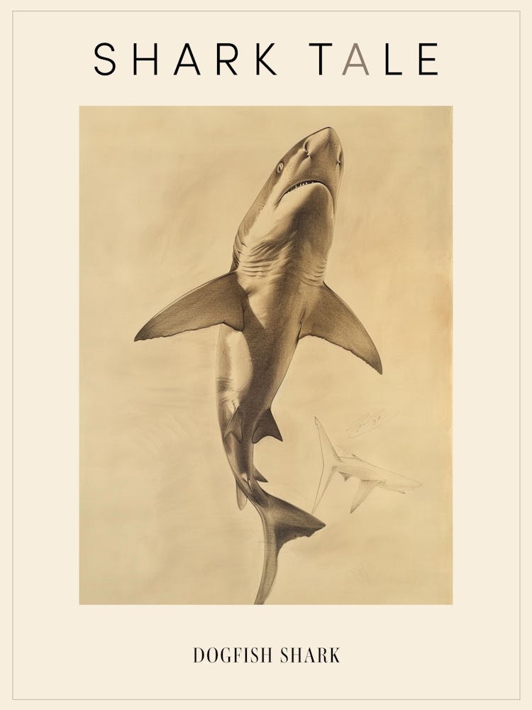 Dogfish Shark Vintage Illustration 8 Poster