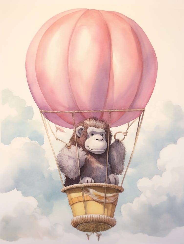 Baby Gorilla 3 In A Hot Air Balloon