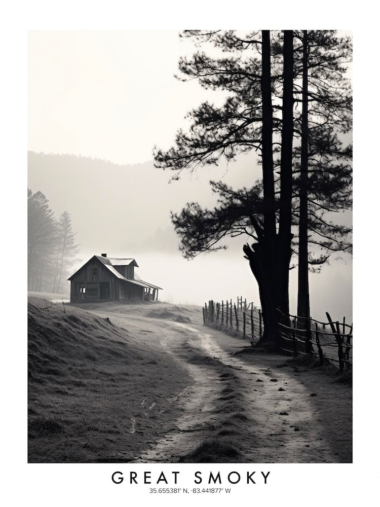 Poster Of Great Smoky, Black And White Analogue Photograph 2