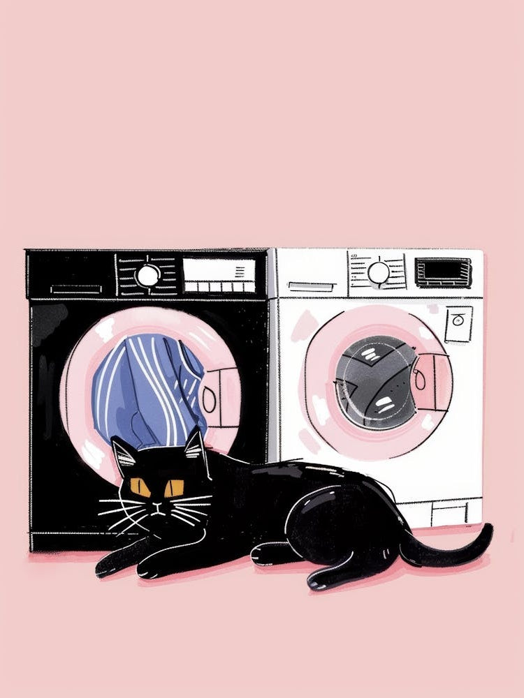 Cat In Front Of Washing Machine