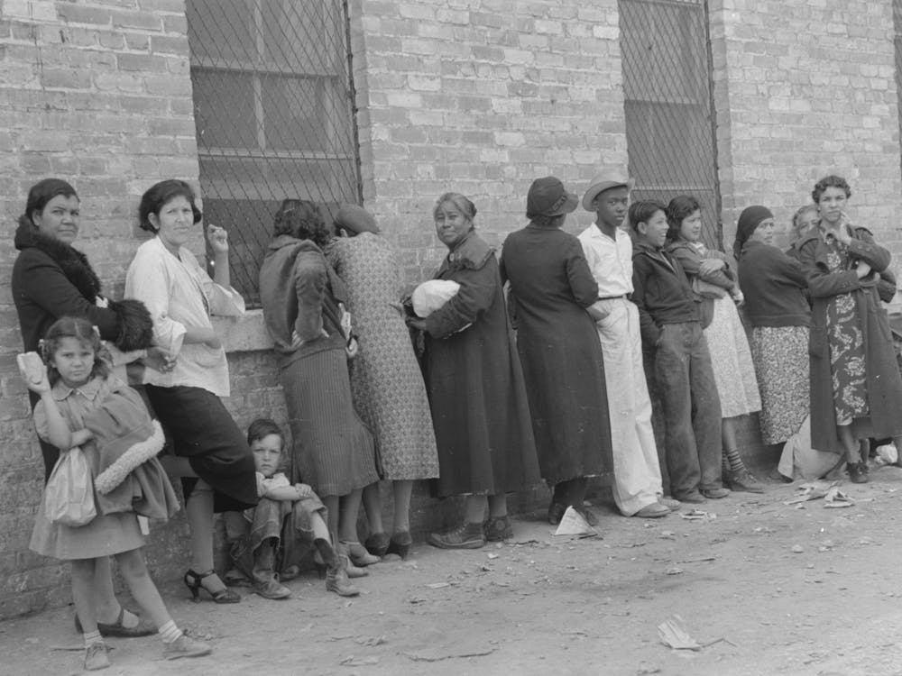 Untitled Photo, Possibly Related To Crowd Of People Waiting At Wpa Clothing Department, San Antonio