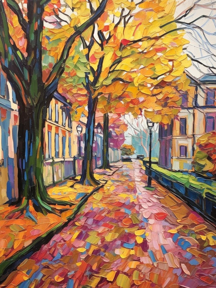 Autumn Gardens Painting Royal Palace Of Laeken Gardens Belgium 