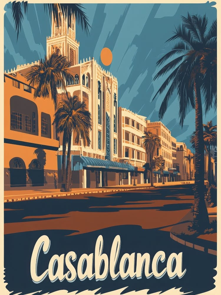 Aihrgdesign A Retro Travel Poster For Casablanca Featuring Th E0138a6a 352d 4c58 802e Ca1893639be6 3