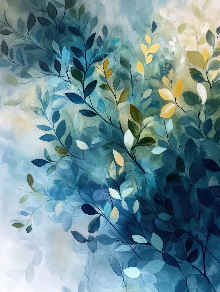 Blue And Yellow Leaves 10