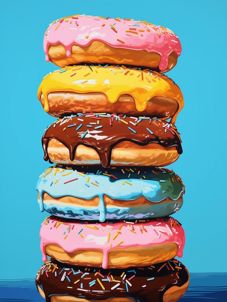 Stack Of Donuts Blue Background 4