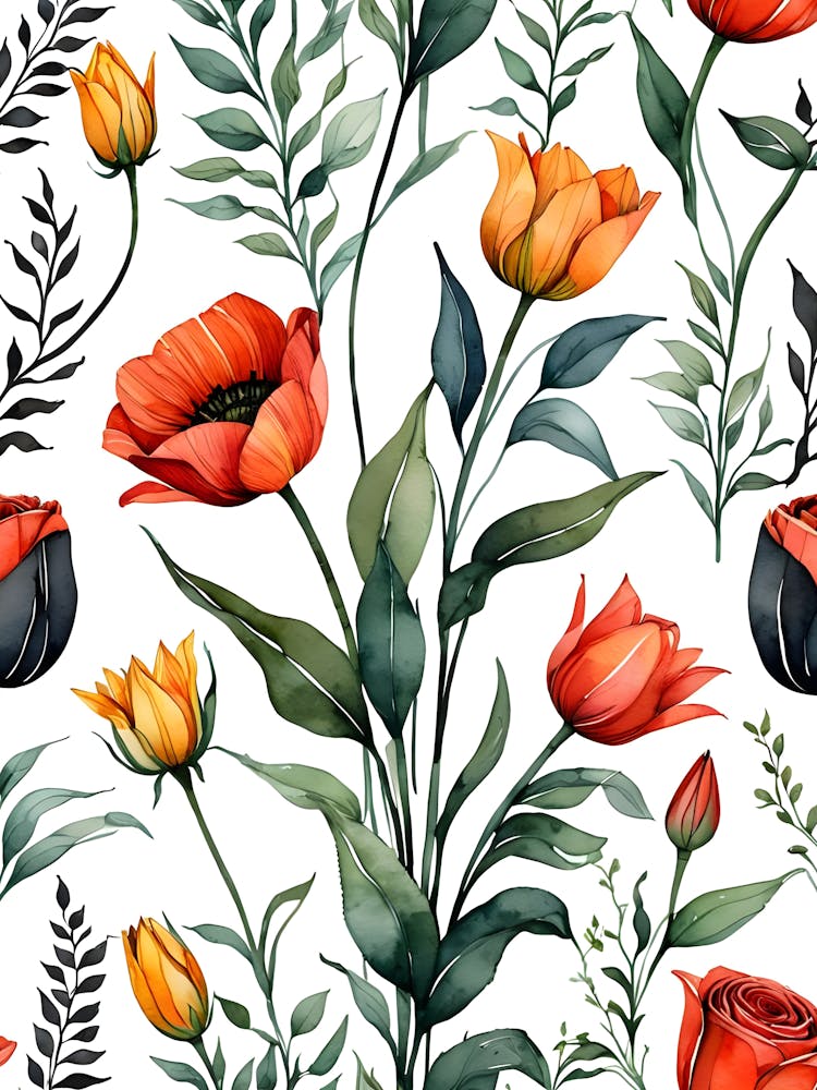Seamless Pattern With Flowers 7