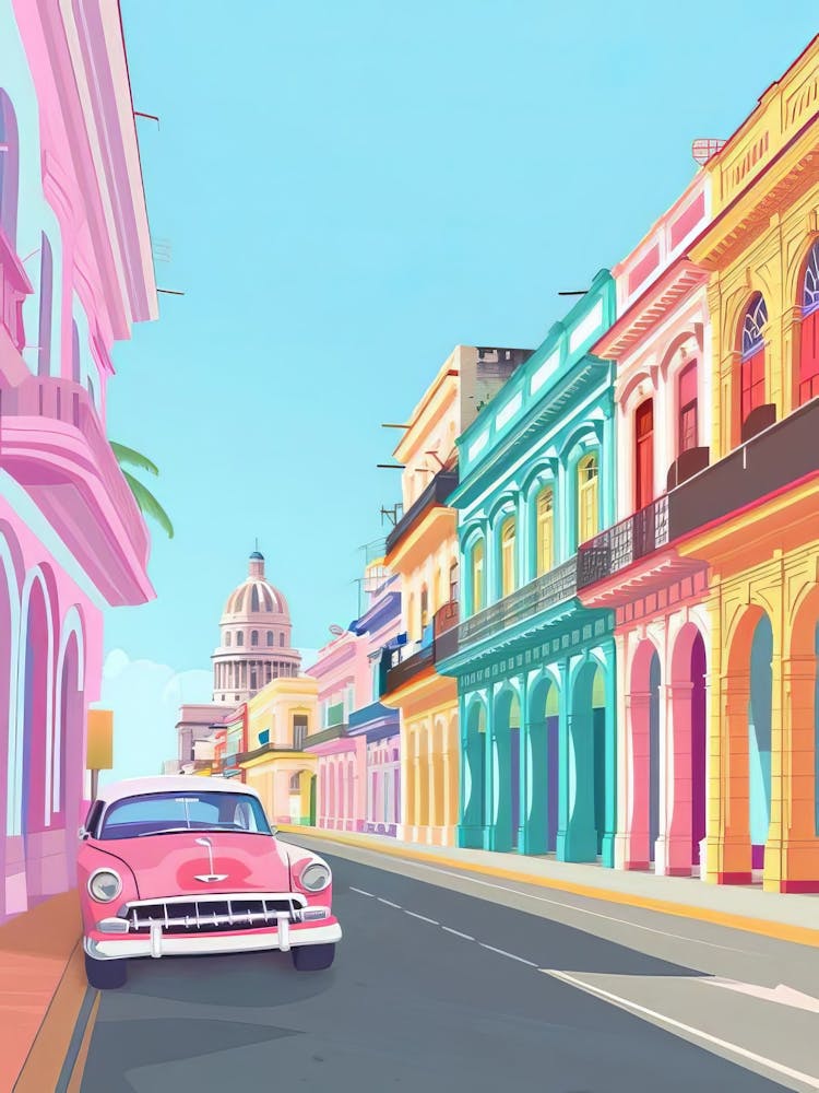 Havanna Print Cuba Print Cuba Illustration Travel Gallery Havanna Wall Art Cuba Gift Cuba Poster Pastel Wall Art