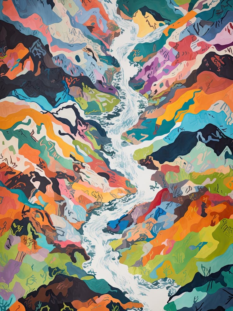 Mountains In Summer Aerial View Painting 4