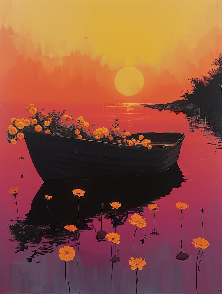 Boot bei Sonnenuntergang