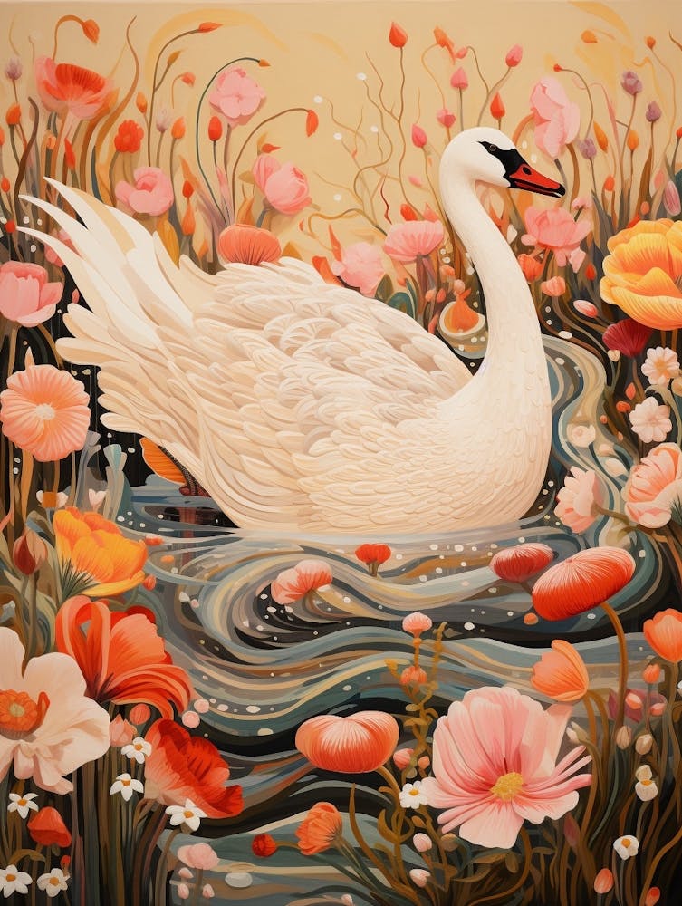 Peinture d'Oiseau Détaillée Cygne 2