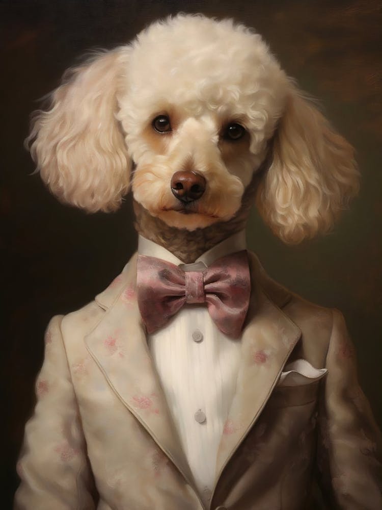 Victorian Animal Portrait, Dressed Animal Prints, Royal Poodle Poster, Pet Portrait Painting, Altered, Renaissance Animal Portrait 1