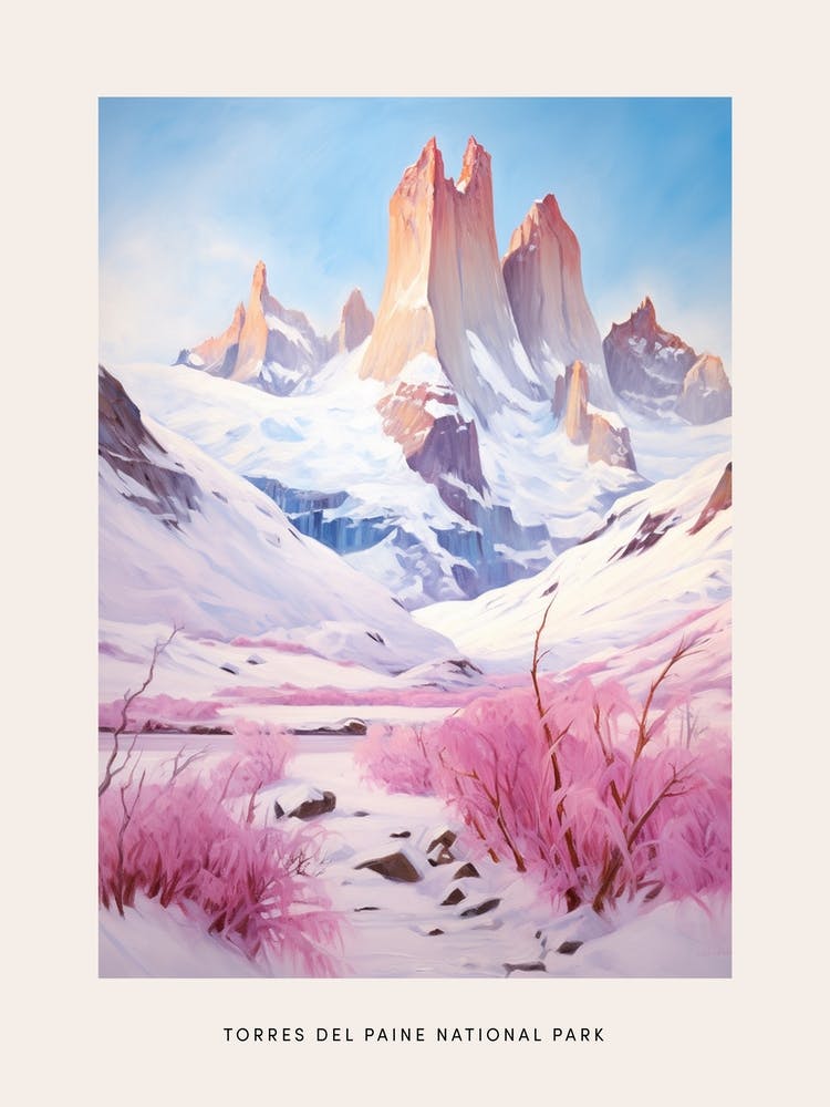 Dreamy Winter National Park Poster  Torres Del Paine National Park Argentina 2