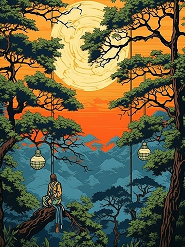Mount Takao, Japan Vintage Travel Art 1