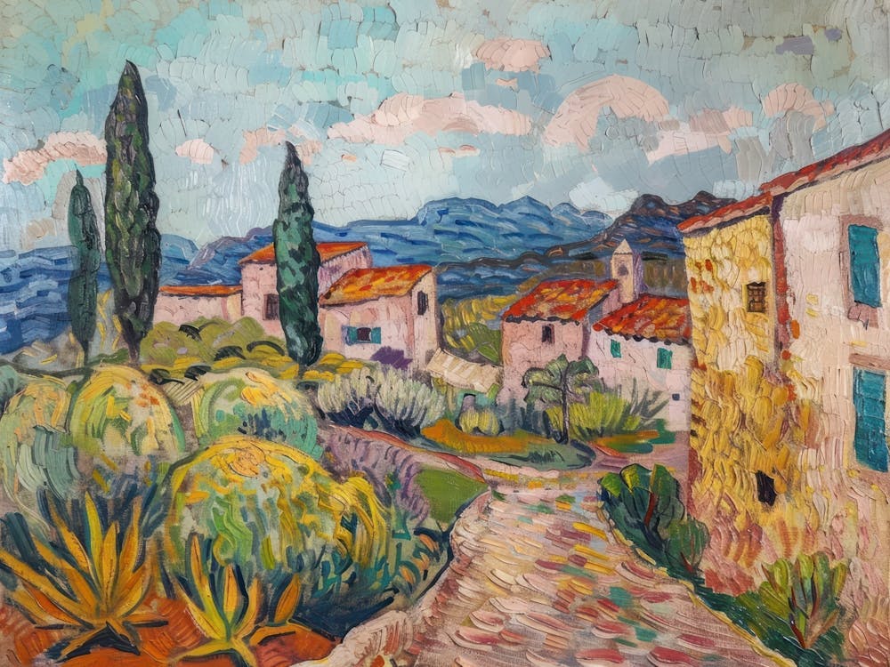 Luminous Spring Landscape Painting Inspired By Paul Cezanne