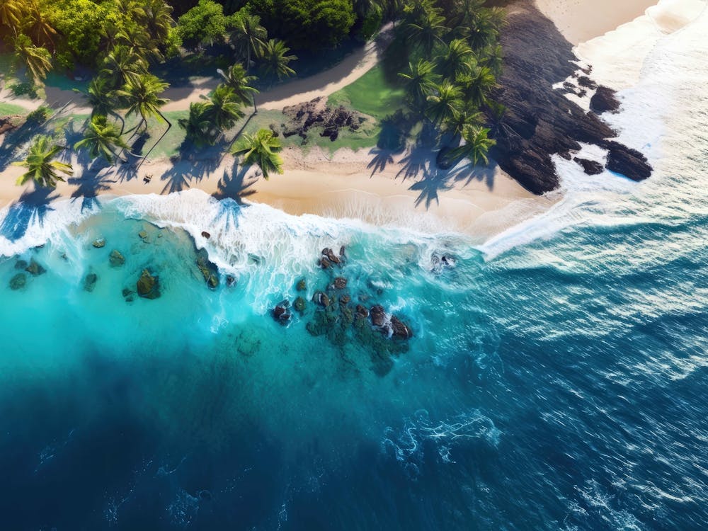 Aerial View Of A Tropical Island