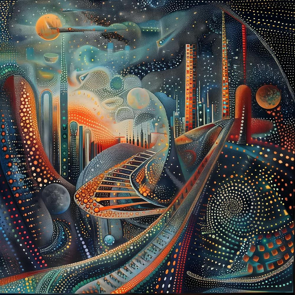 The City At Night, Tiny Dots, Pointillism