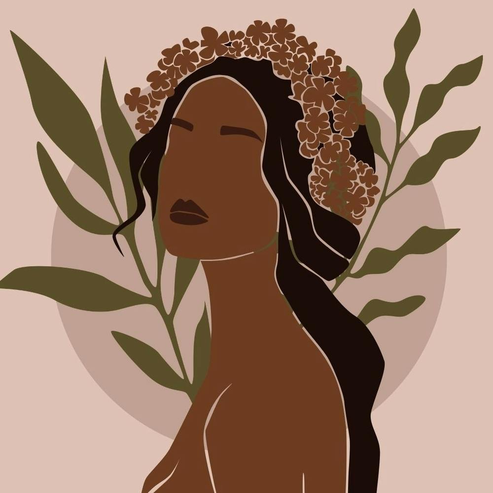 Woman With Leaves On Her Head - Adorned