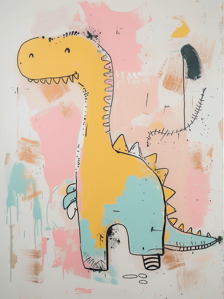 Retro Abstract Dinosaur Cartoon
