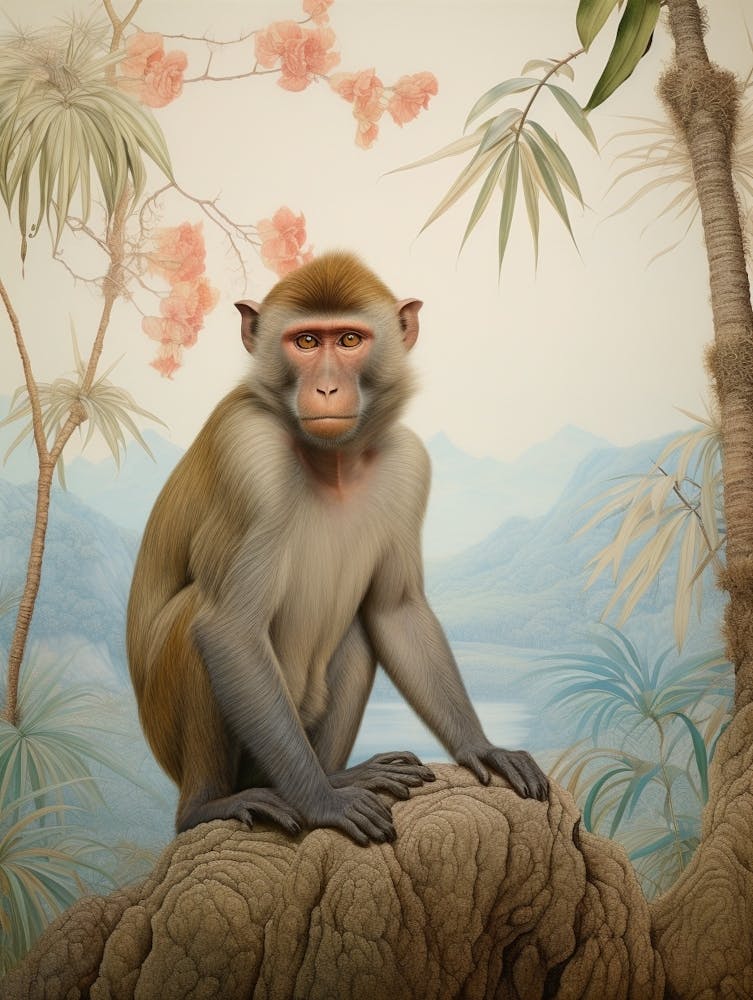 Macaque 4 Tropical Animal Portrait