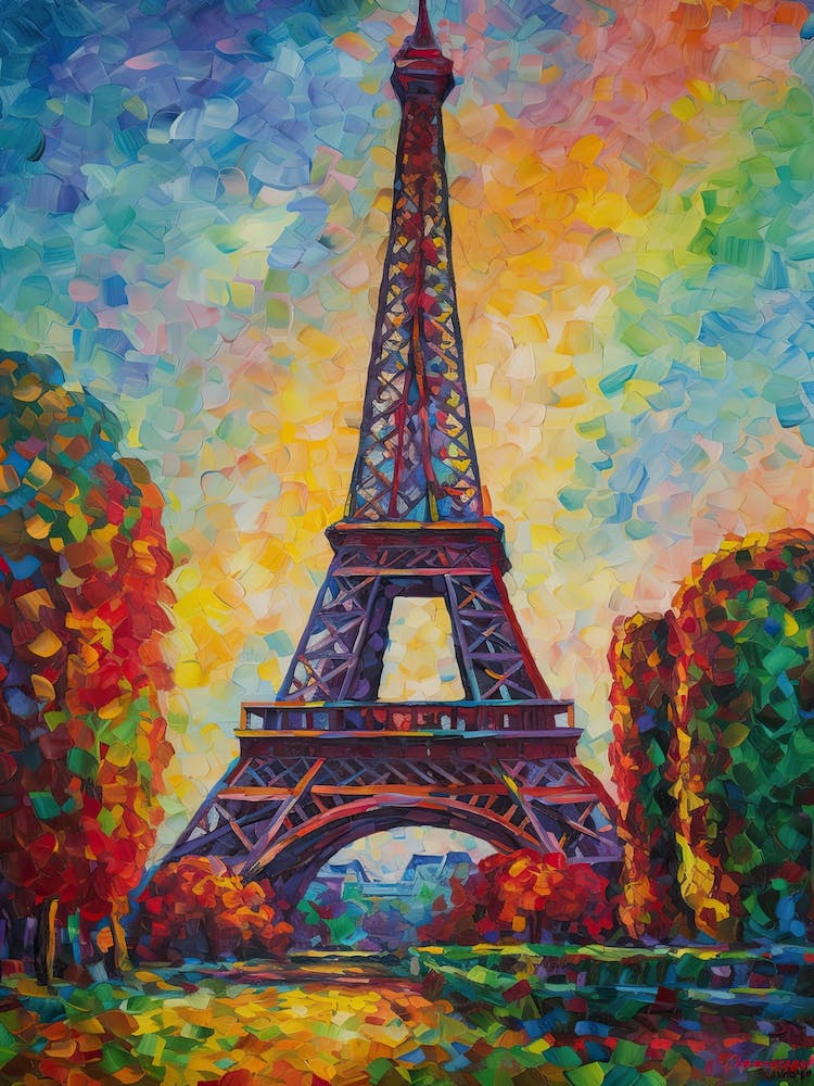 Eiffel Tower Paris France Paul Signac Style 12