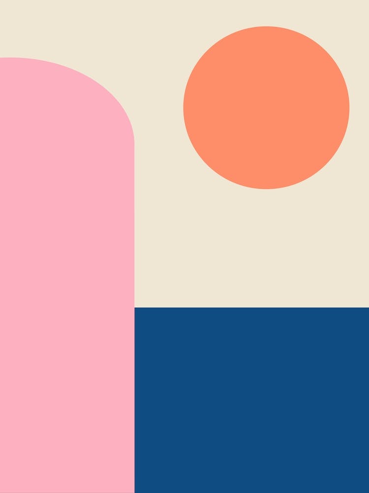 Moderne Farbblock Geometrische Formen in Blau, Pink und Orange