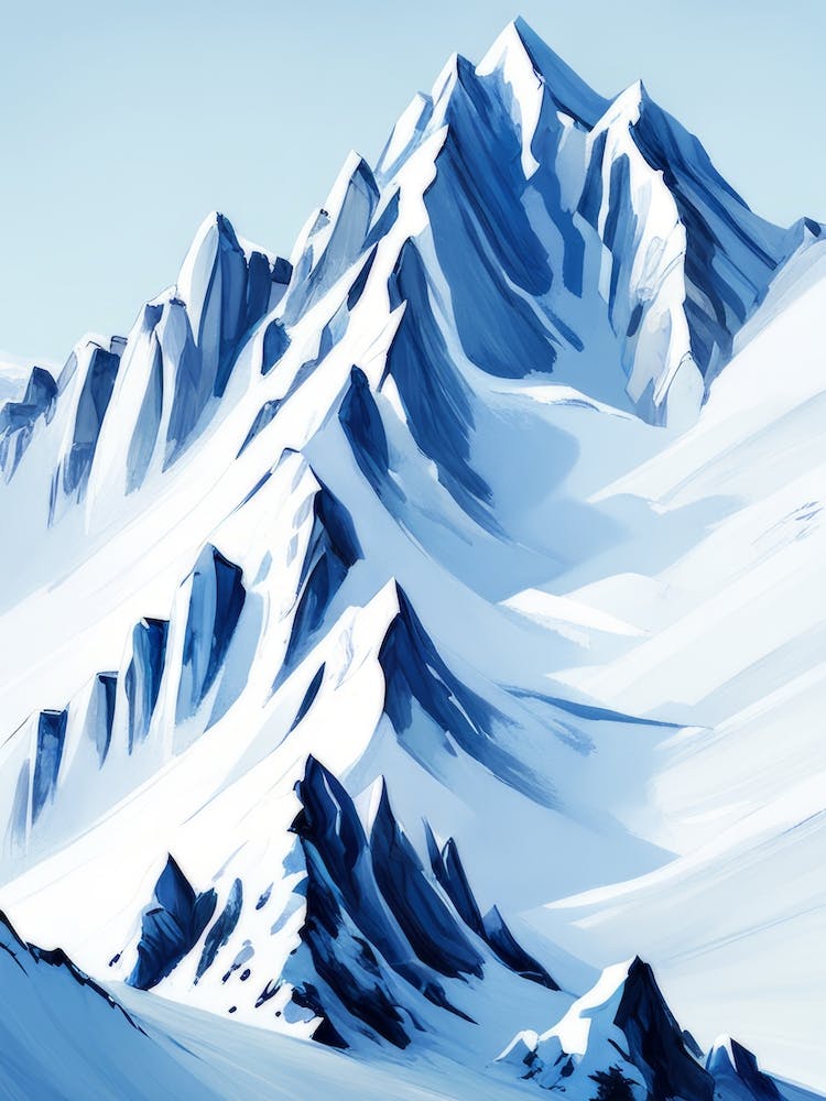 Jagged Peaks Snowy Blue Winter Mountains Ice Cold