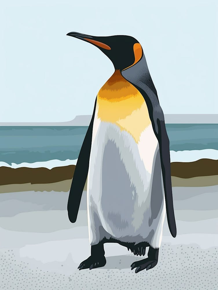 King Penguin Saunders Island Minimalist Illustration 3
