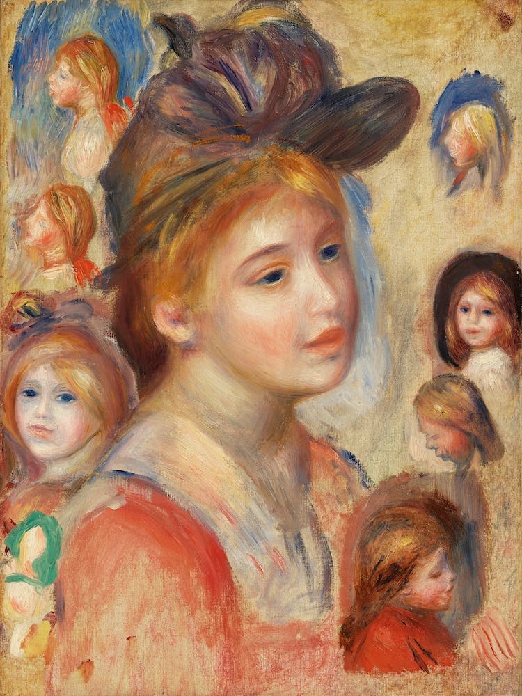 Study Of Girls Heads (1893), Pierre Auguste Renoir