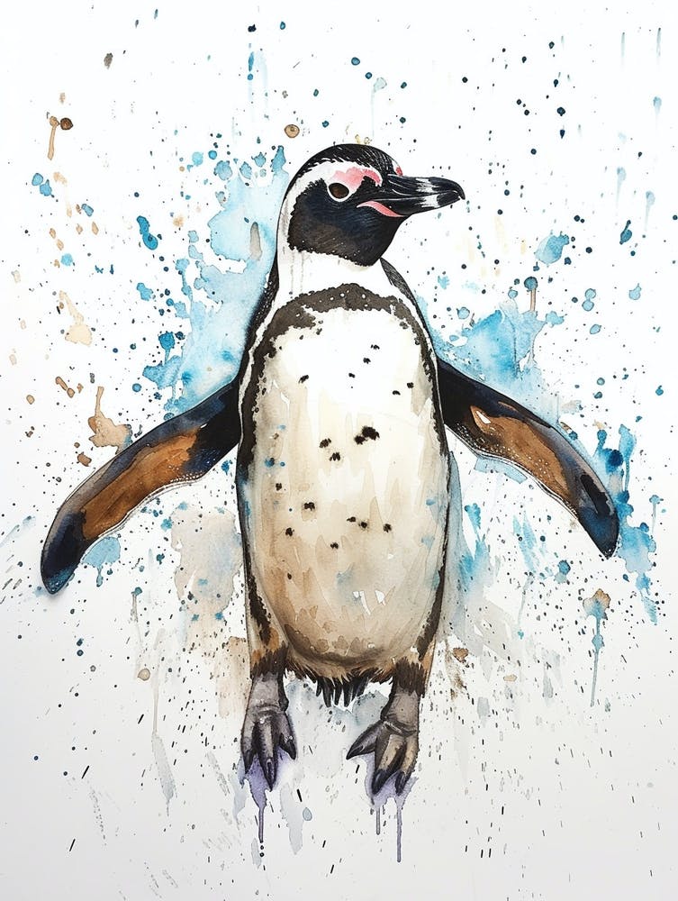 Humboldt Penguin Andrews Bay Watercolour Painting 1