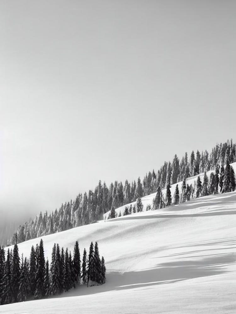 Selva Val Gardena, Italien Schwarz-Weiß Ski-Poster