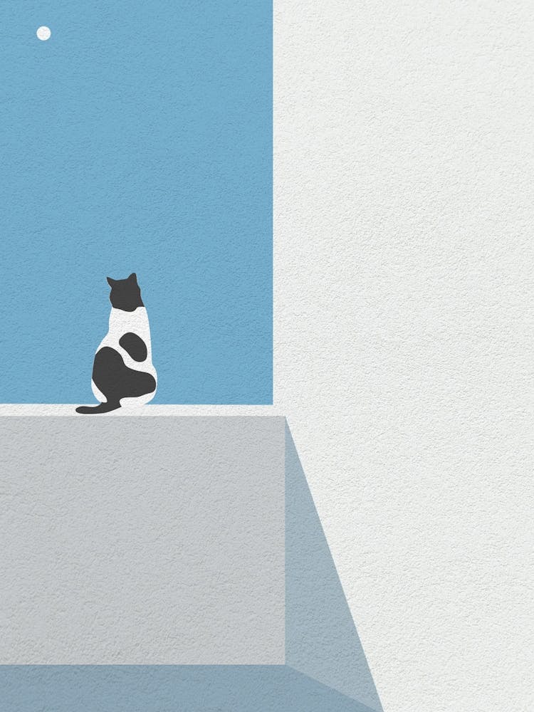 Minimal art Cat In The Window 1