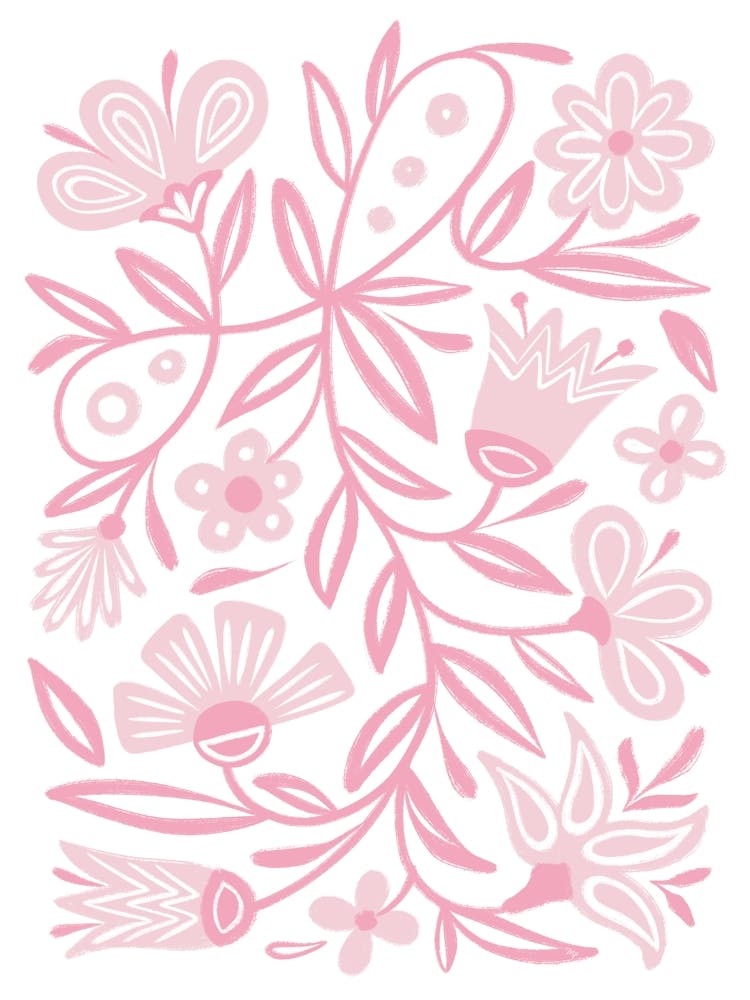 Pink Folk florals