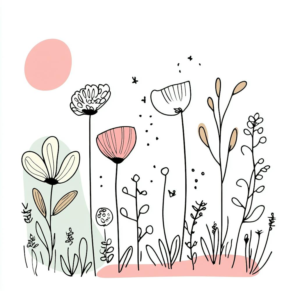 Cute Line Art Wildflowers 1