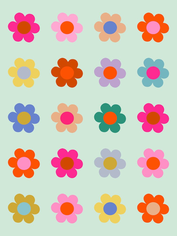 Colorful Flowers Retro Floral