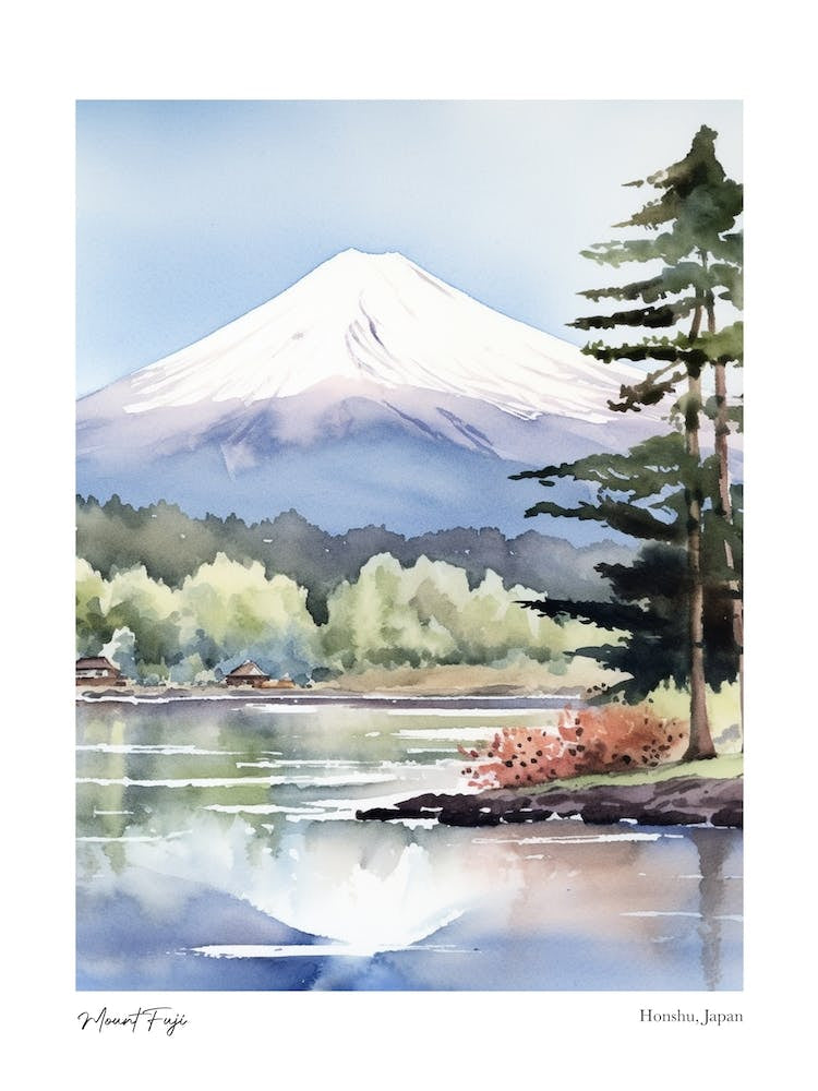 Mount Fuji, Japan 3 Watercolour Travel Poster
