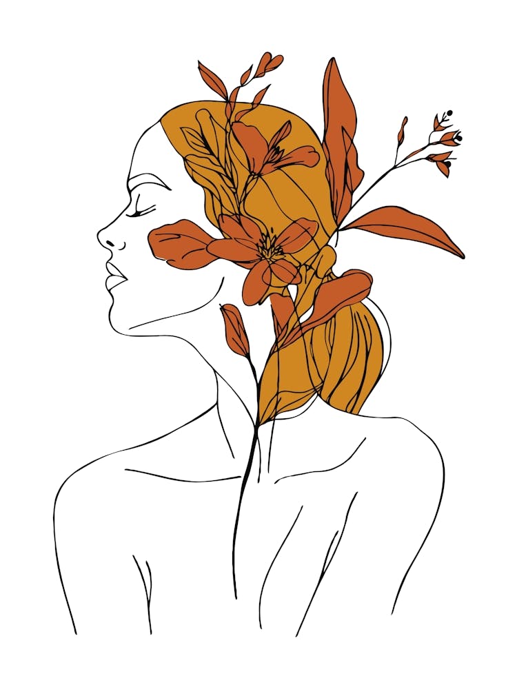Woman Portrait Monoline Minimalist Hand Drawing Boho Illustration (15)