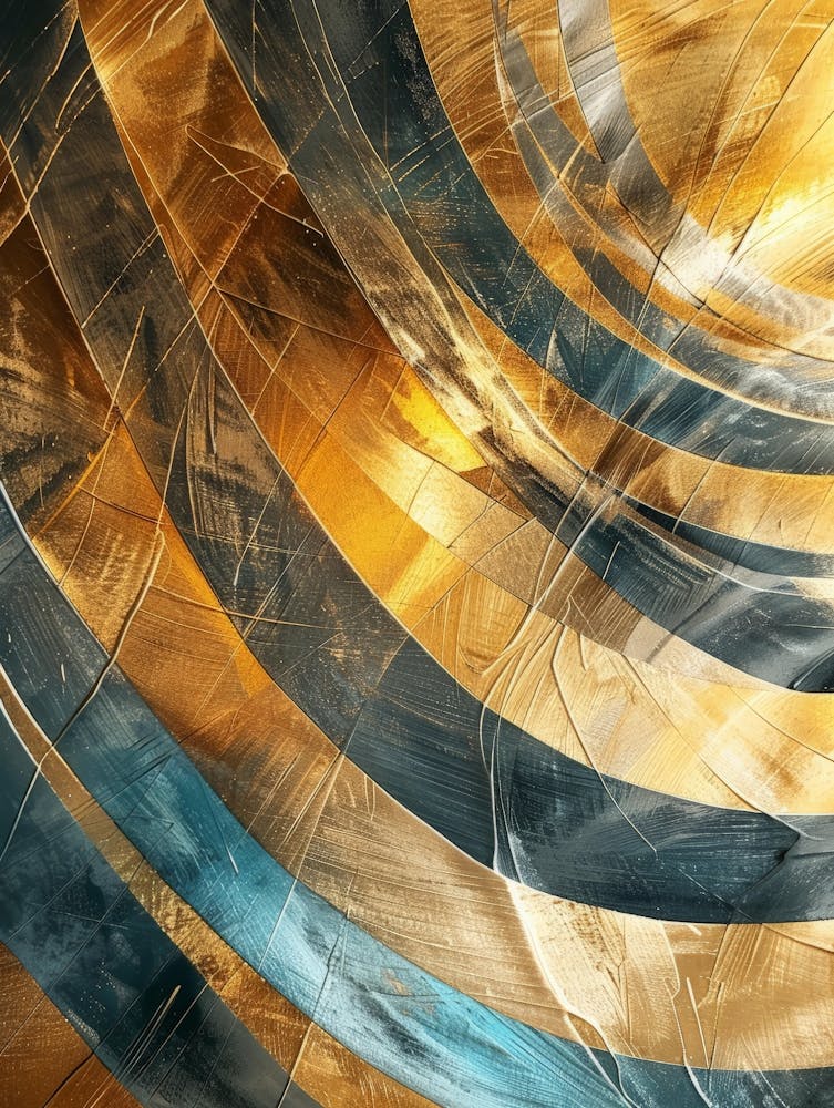 Abstract Gold And Blue Abstract Painting