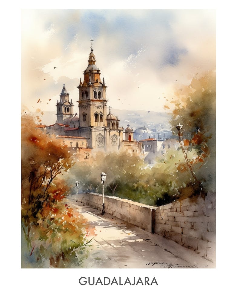 Guadalajara Watercolor 3travel Poster