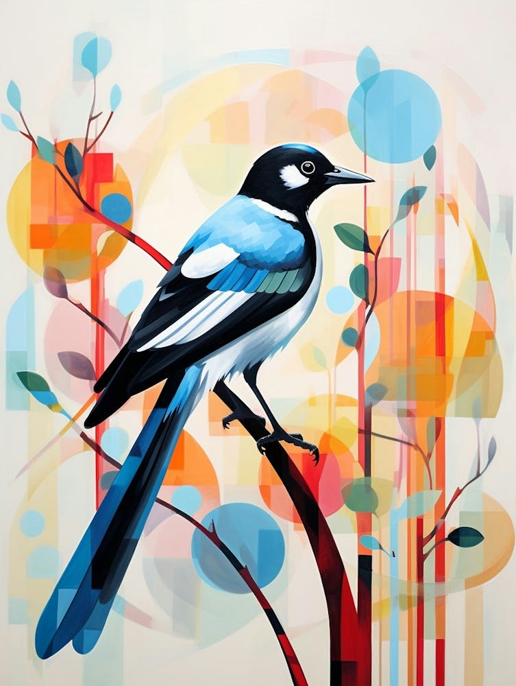 Bird Painting Collage Magpie 8