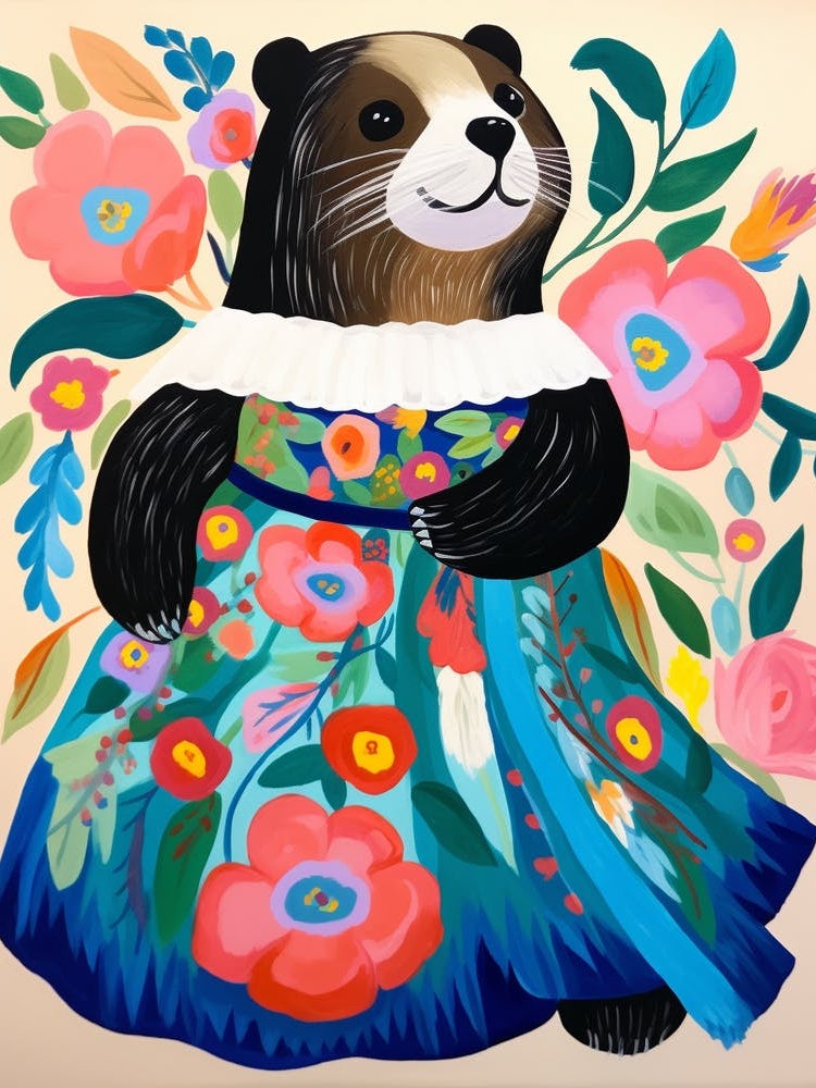 Maximalist Animal Painting Sea Otter 1