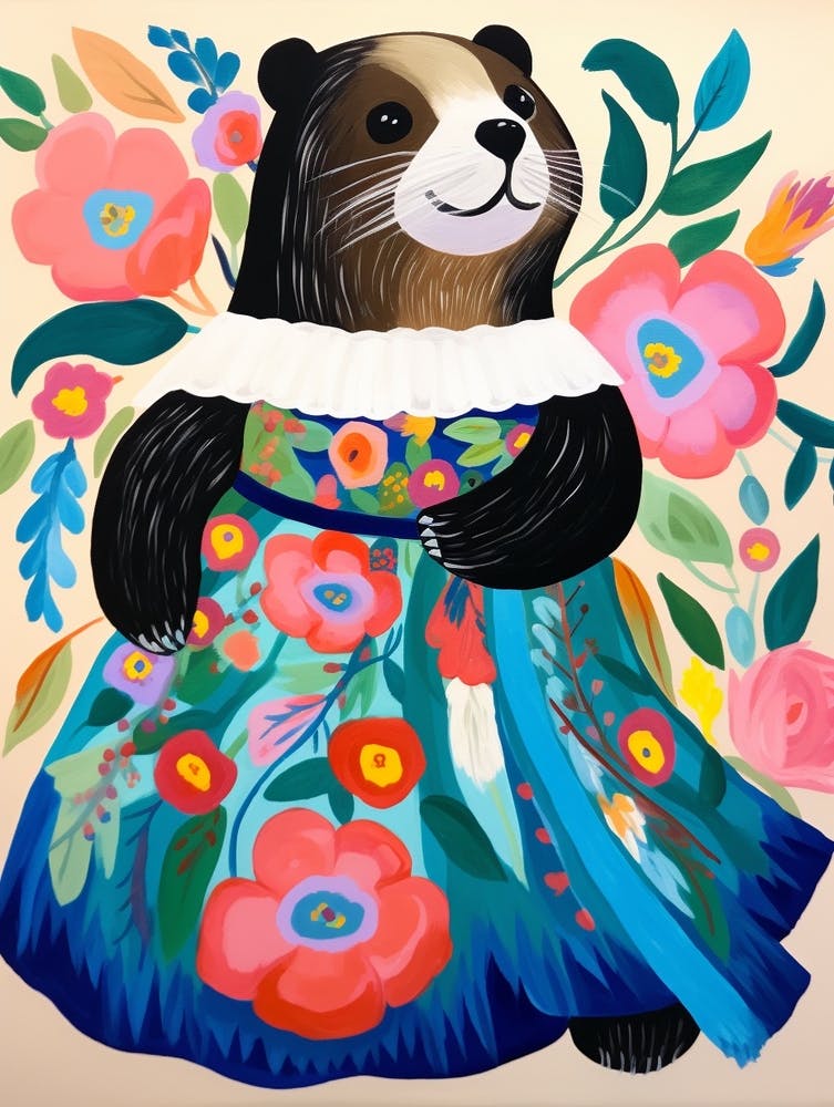 Maximalist Animal Painting Sea Otter 1