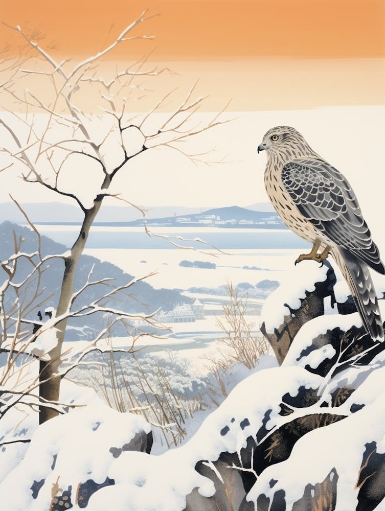 Winter Bird Painting Harrier 1