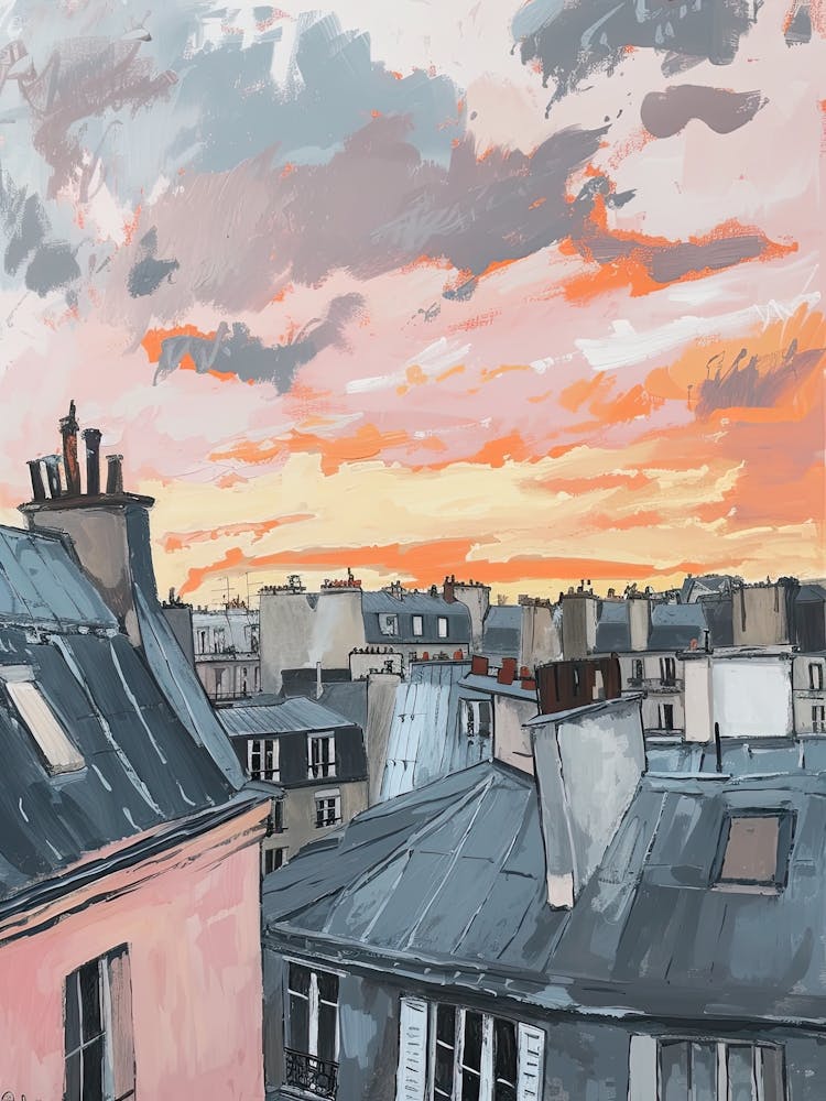 Paris Rooftops Morning Skyline 2